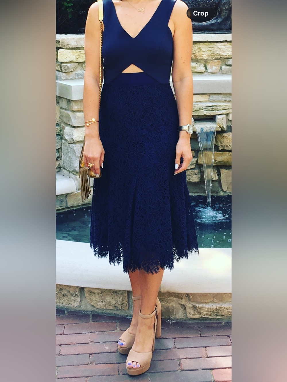 Rebecca Taylor Navy Lace Fit-and-Flare Dress Size 4. Elegant and flattering.